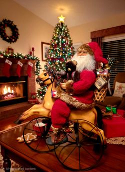 Karen Didion Originals Santa Claus on Vintage Horse Trike (Product Code VC-01) 25"×20"