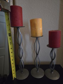 Silver Pewter Candle Holder (Set Of 3)
