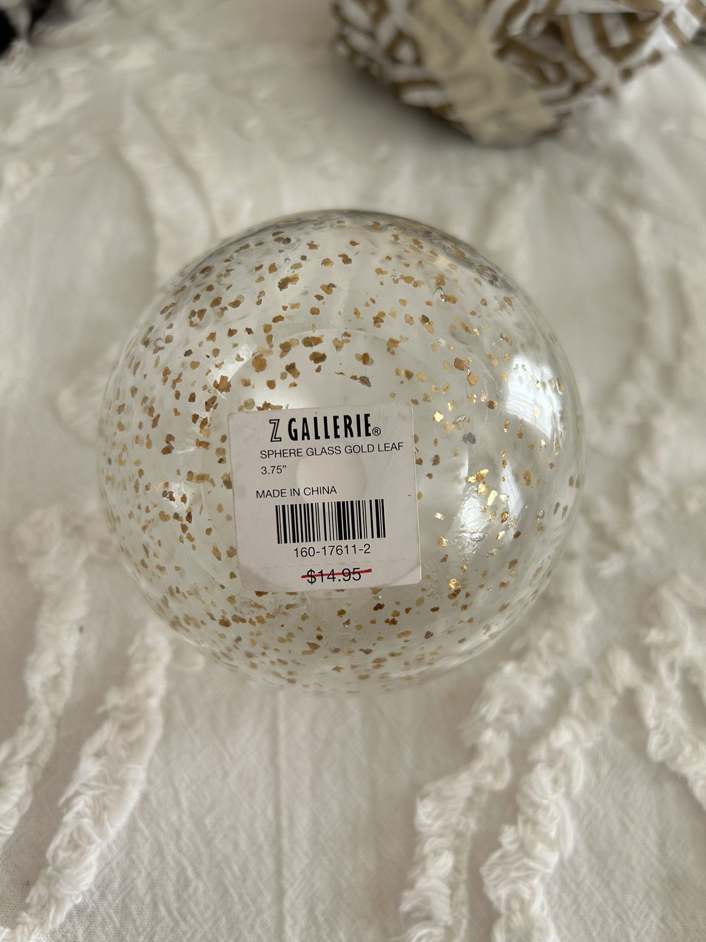 New Z Gallerie Set Of 5 Glass Spheres with Gold Flecks