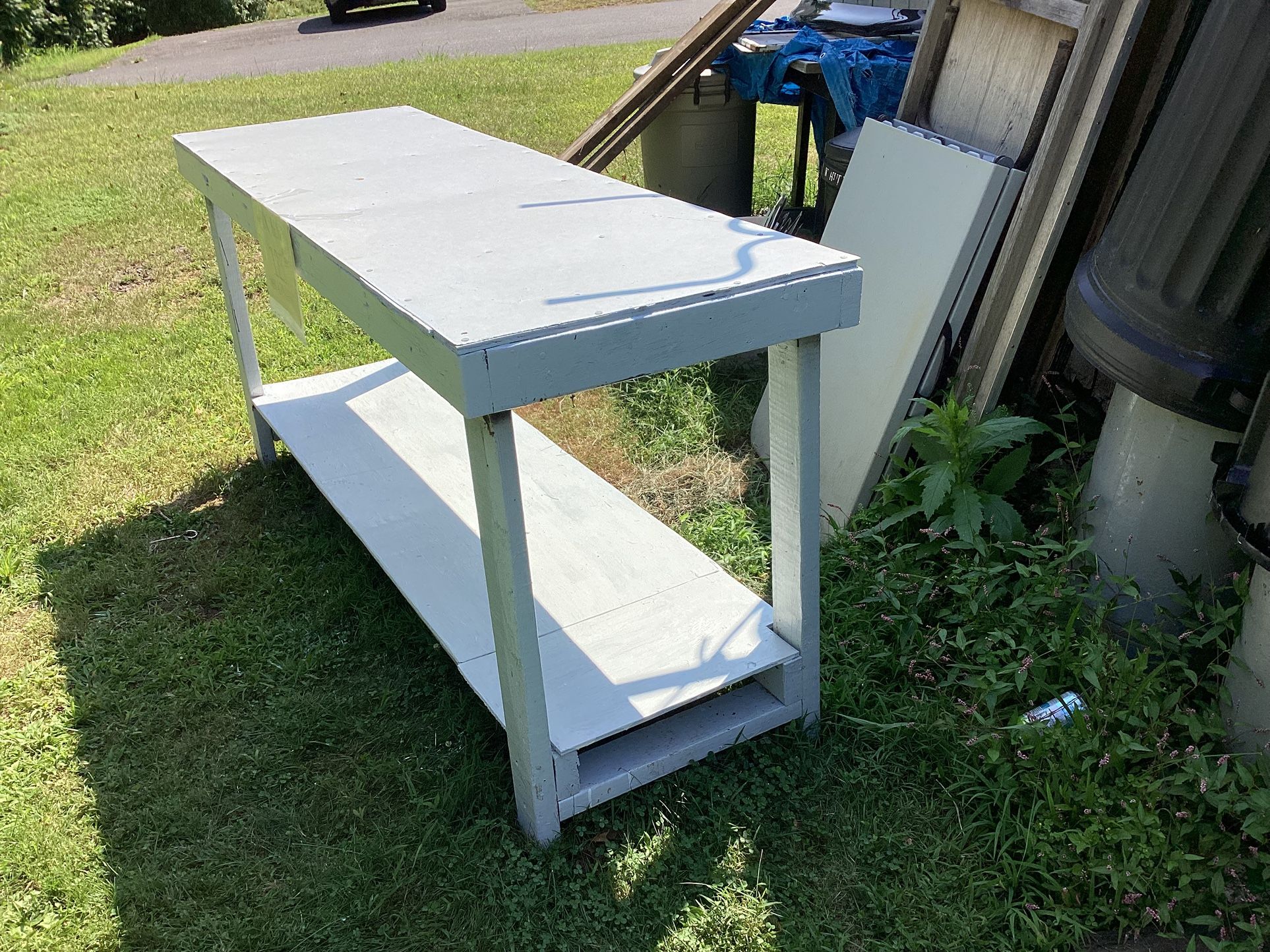 Wooden Work Bench 78” Long, 25”wide, 36” High $100
