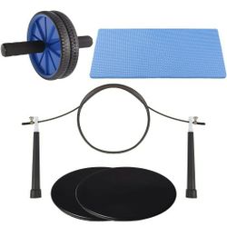 Natural Chemistree Ab Roller, Core Sliders, and Speed Jump Rope (3-Piece Set) Workout and Exercise Bundle 

