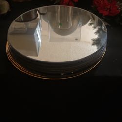 (14) 12” ROUND MIRRORS / Centerpiece/candleholders