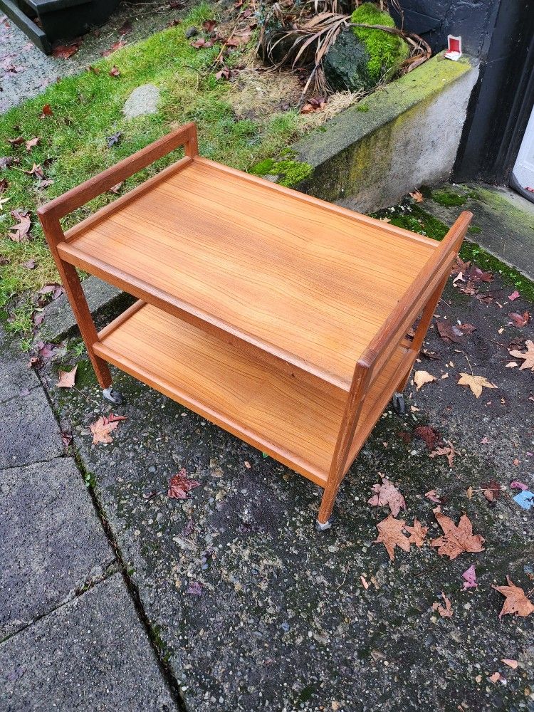 Mid Century Danish Modern Teak Bar Cart