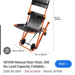 VEVOR-Manual-Stair-Chair-350-lbs-Load-Capacity-Foldable-Emergency-Stair-Wheelchair-4-Wheels-Portable-Transport-Stair-Chair-Ambulance-Firefighter-Evac
