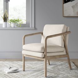 New  Modern Tufeld Wood Armchair Beige 