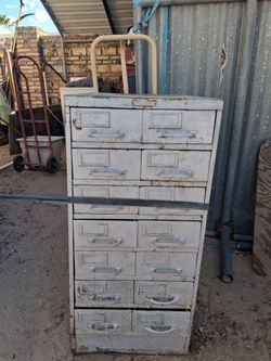 Vintage Metal Multi-Drawer Filing Cabinet