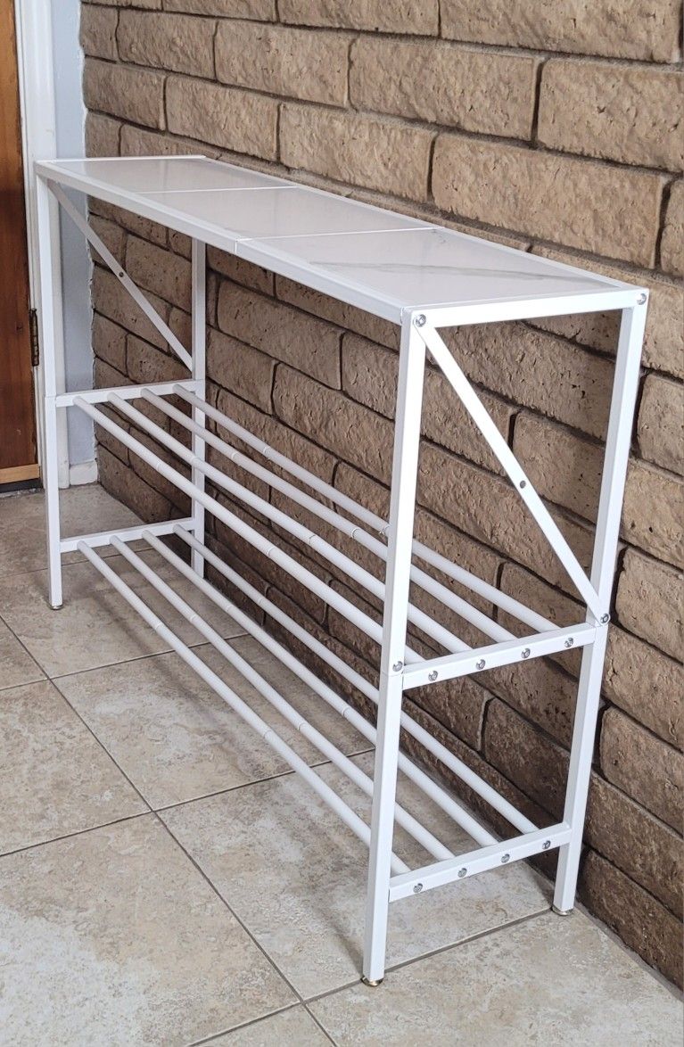 Faux Marble Console Table / Shoe Storage Rack