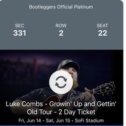 Luke Combs 6/14 & 6/15 Sofi 2 Day Pass 