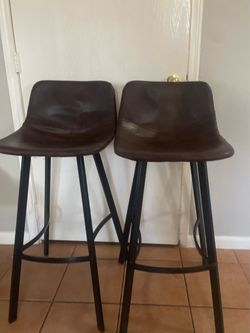Set of 2 Brown Bar Stools