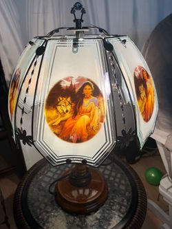 Indian American Girl With Wolf Lamp
