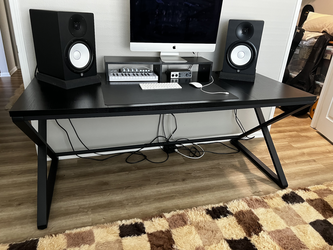 70" Large Black Oak Office Desk