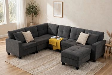 Alexent Leo 6-Seat Modular L-Shape Sectional Sofa