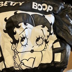 Vintage BETTY BOOP Genuine Leather BOMBER JACKET Size Small
