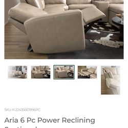 Modern Tan Leather Modular Sofa w/ Cup Holder – Splits Into 2 Pieces