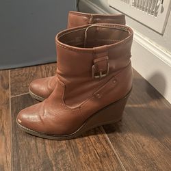 Women’s Brown Wedge Boots Size 9