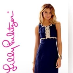 Lily Stella Dress - Navy And Gold - Size 4