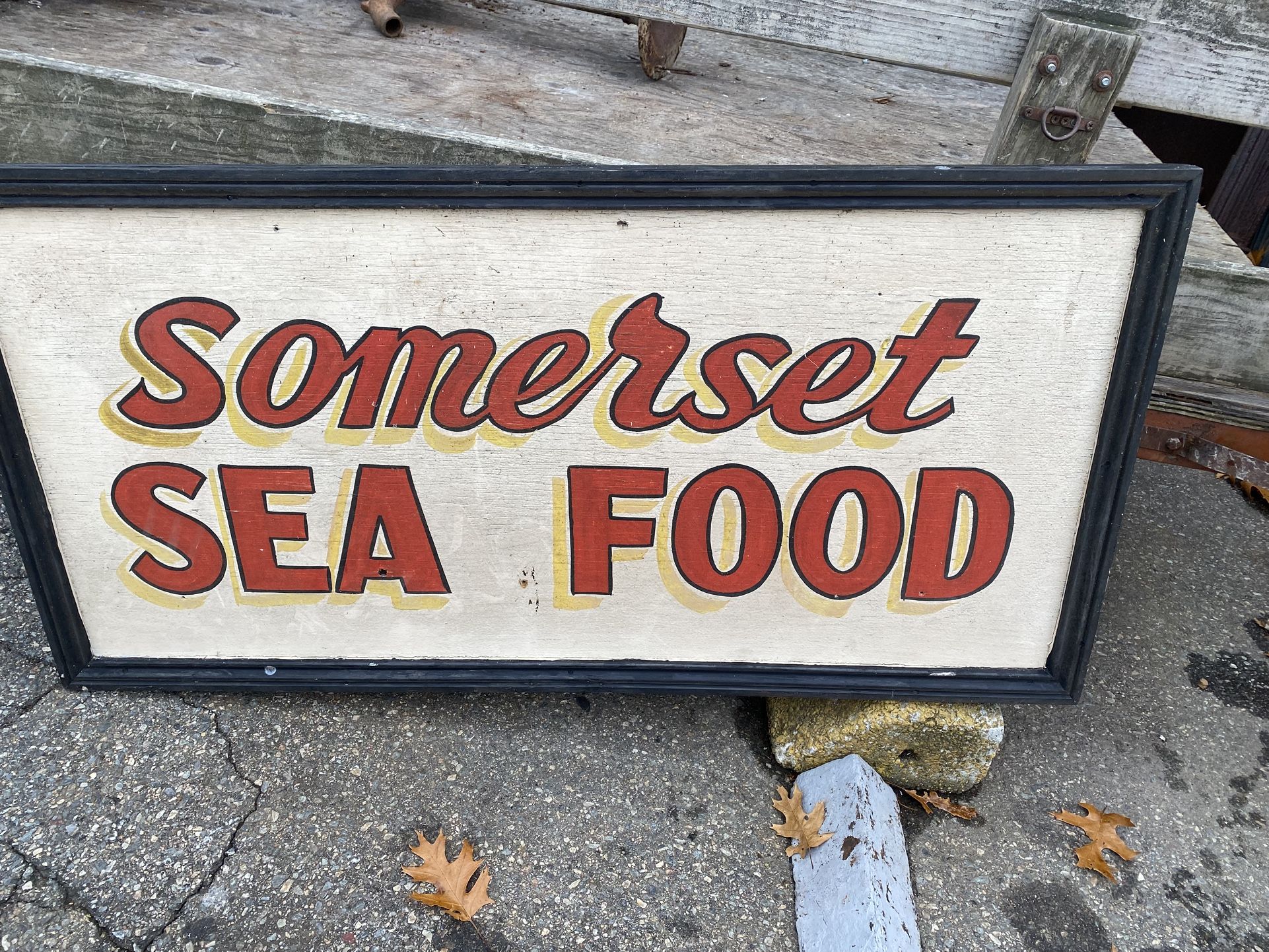 Large Vintage Wood Sea Food Sign 24"x 48" 