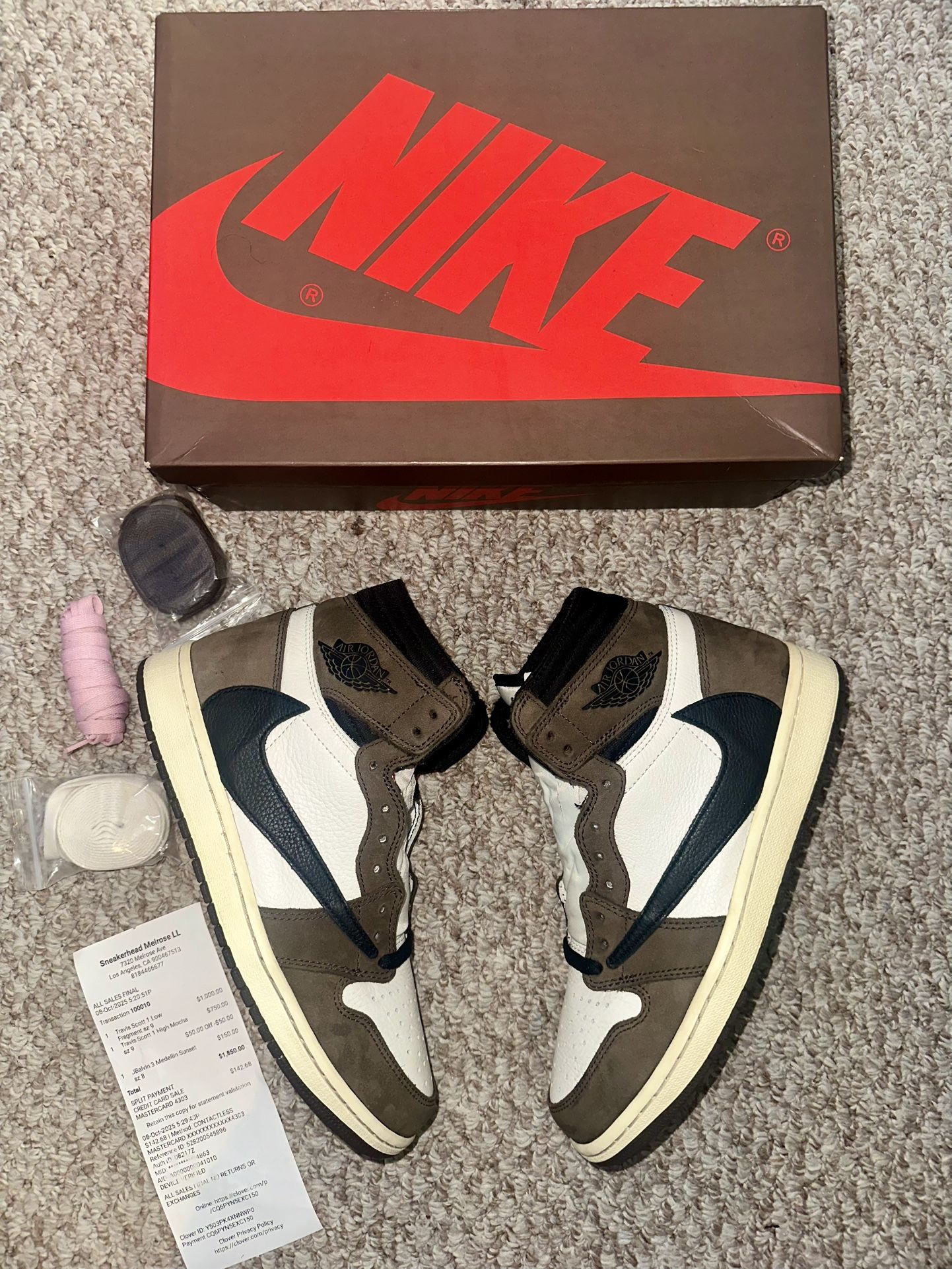 Nike Jordan 1 Og Travis Scott High “Mocha” Size 9❤️🔥 (Worn 3x) ‼️