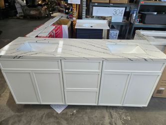 72inch Real wood vanity with polished Quartz and double sink