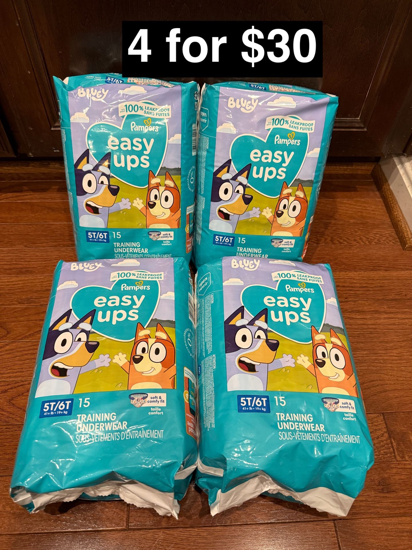 Pampers easy ups (Bluey) 5T/6T 4 for $30