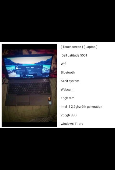 ( Touchscreen ) ( Laptop )
Dell Latitude 5501
intel i5 2.9ghz 9th generation
Series