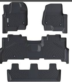 Alfombrillas de Piso para Ford Expedition MAX 2018-2023 2024 de 8 Asientos-Asiento de Banco de 2 Filas, Protección TPE para Todo Clima, Revestimientos
