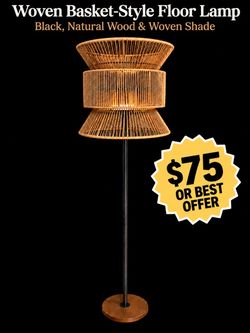 Woven Basket-Style Floor Lamp