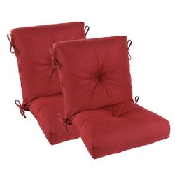 Patio Dining Chair Cushion Set of 2, Thick Tufted Rocking Chair Cushion for Outdoor, Breathable and Fade Resistant, 40 x 20 x 5 inch, Wine Re