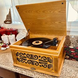 CROSLEY Record LP’s Player Collector’s Edition Wooden 3 Speed Turntable w/ Manual (# CR48PH)
