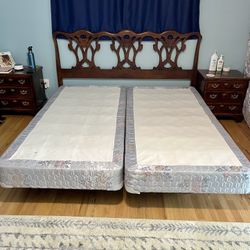 King Size Headboard, Frame And Box Springs 