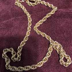 Gold tone Plated Hollow Rope Chain, 35 “ 