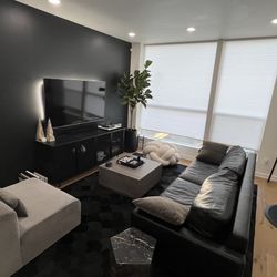 Room & Board Black Leather Couch 