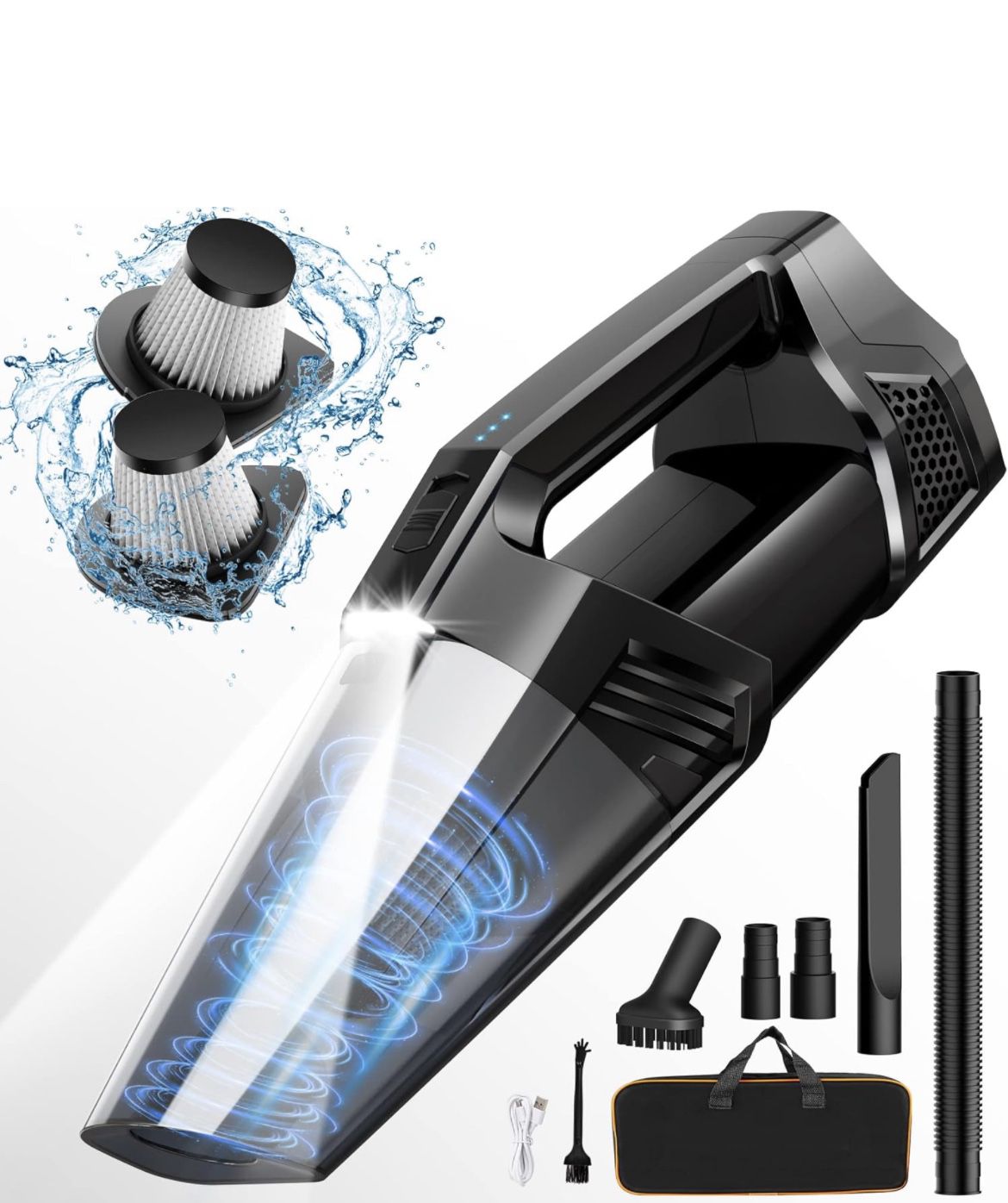Blestan Handheld Vacuum Cordless Vacuum with LED Light, 9000PA Hand Vacuum Portable Vacuums, Hand Held Vacuum Cleaner (Black)