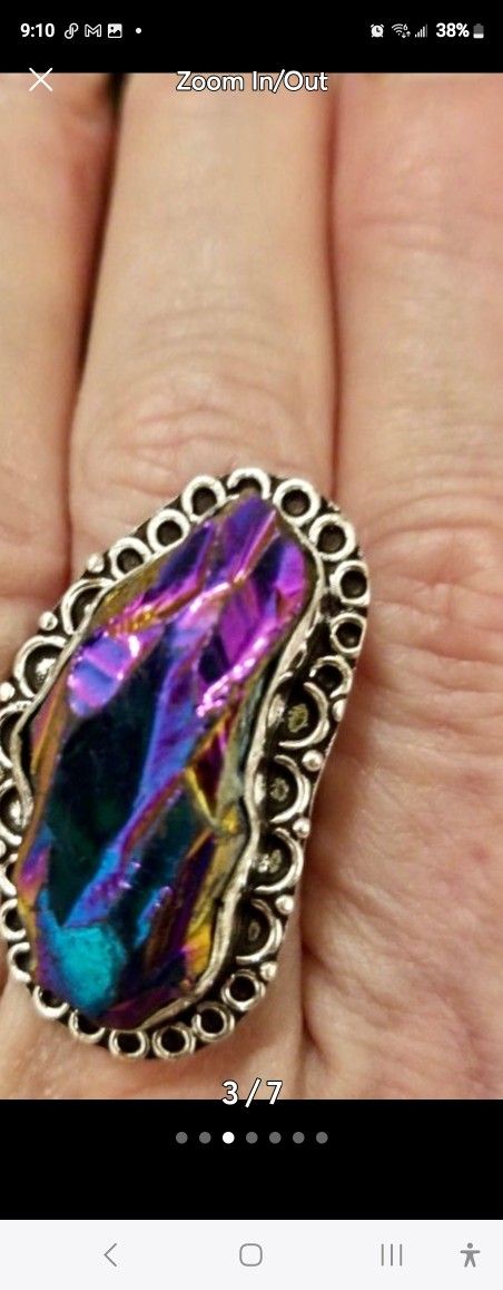 Druzy Stone Ring One Of Kind Sz 8