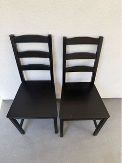 IKEA NORDVIKEN Chair Set of 2 Black Wood Ladder-Back Dining Chairs