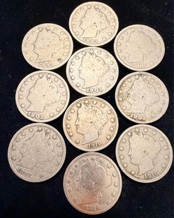Liberty head V nickel sets different years