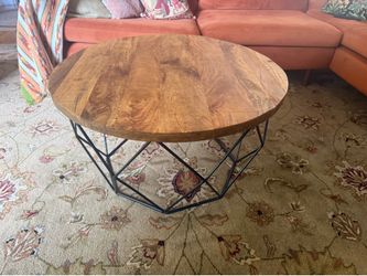 Solid Wood & Iron Coffee Table