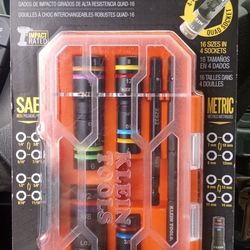 Klein Tools Quad 16 Heavy Duty Impact Flip Socket Set Sae And Metric