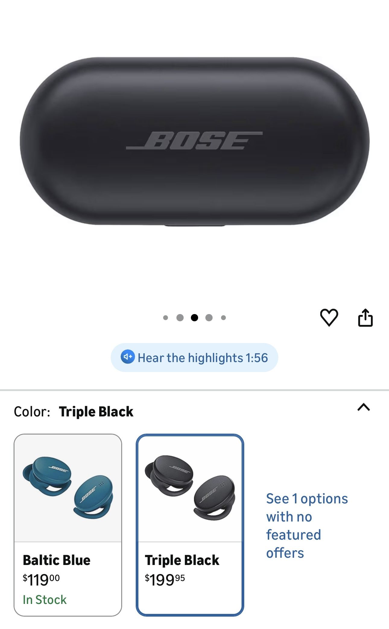 Bose Sport Earbuds - Wireless Earphones - Bluetooth in Ear Headphones for Workouts and Running, Triple Black