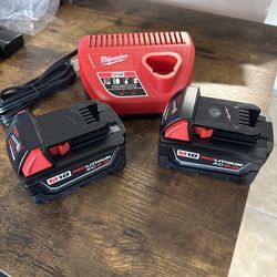 2  Milwaukee M18 batteries and M12 charger