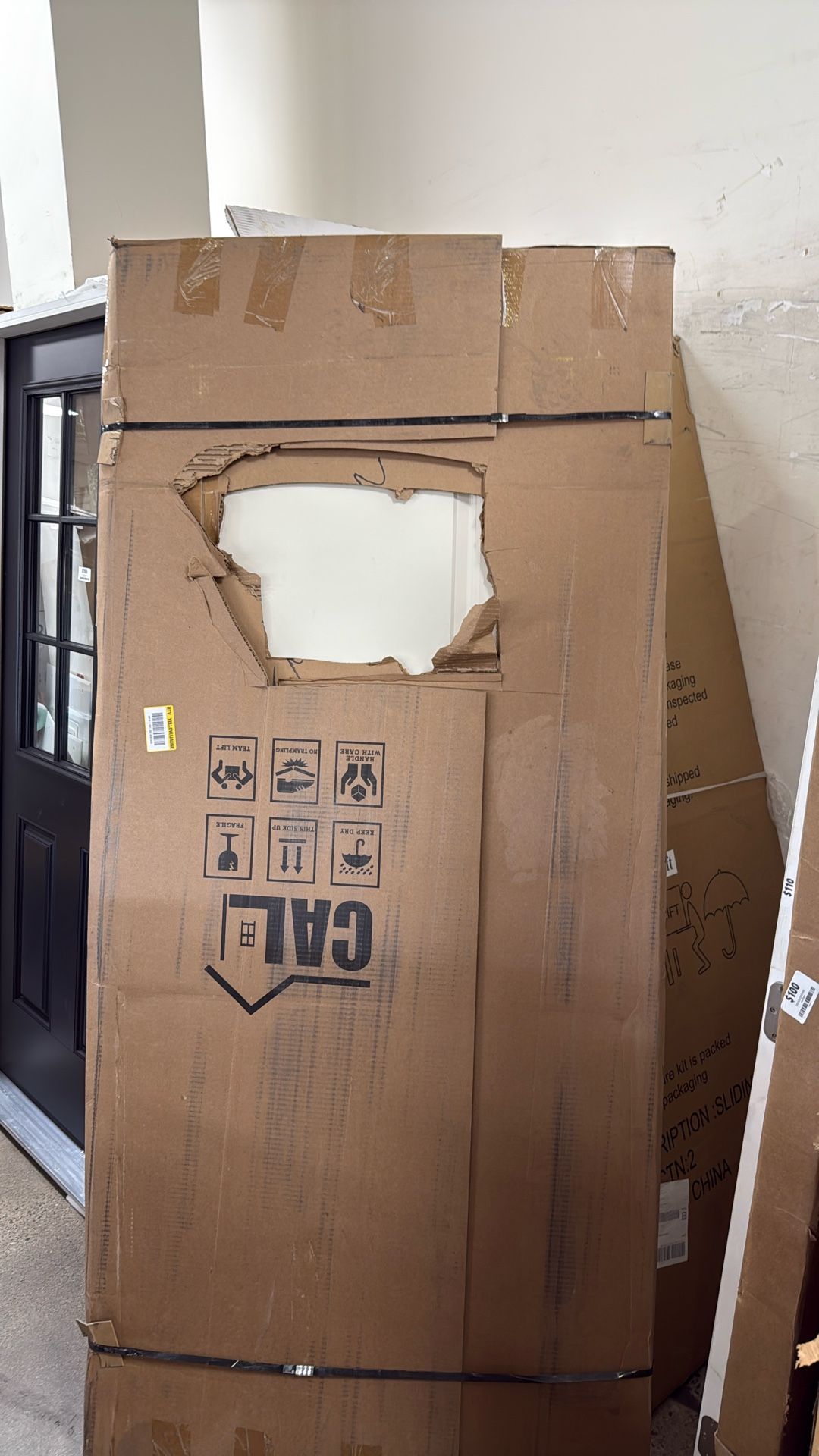 Top Mount Door Track Hardware and White Primed MDF Raised 2 Panel Interior Sliding Barn Door