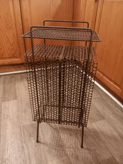 1960s Mid-Century metal mesh magazine rack