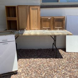 4 All Wood Cabinets, 6’ Table  And More