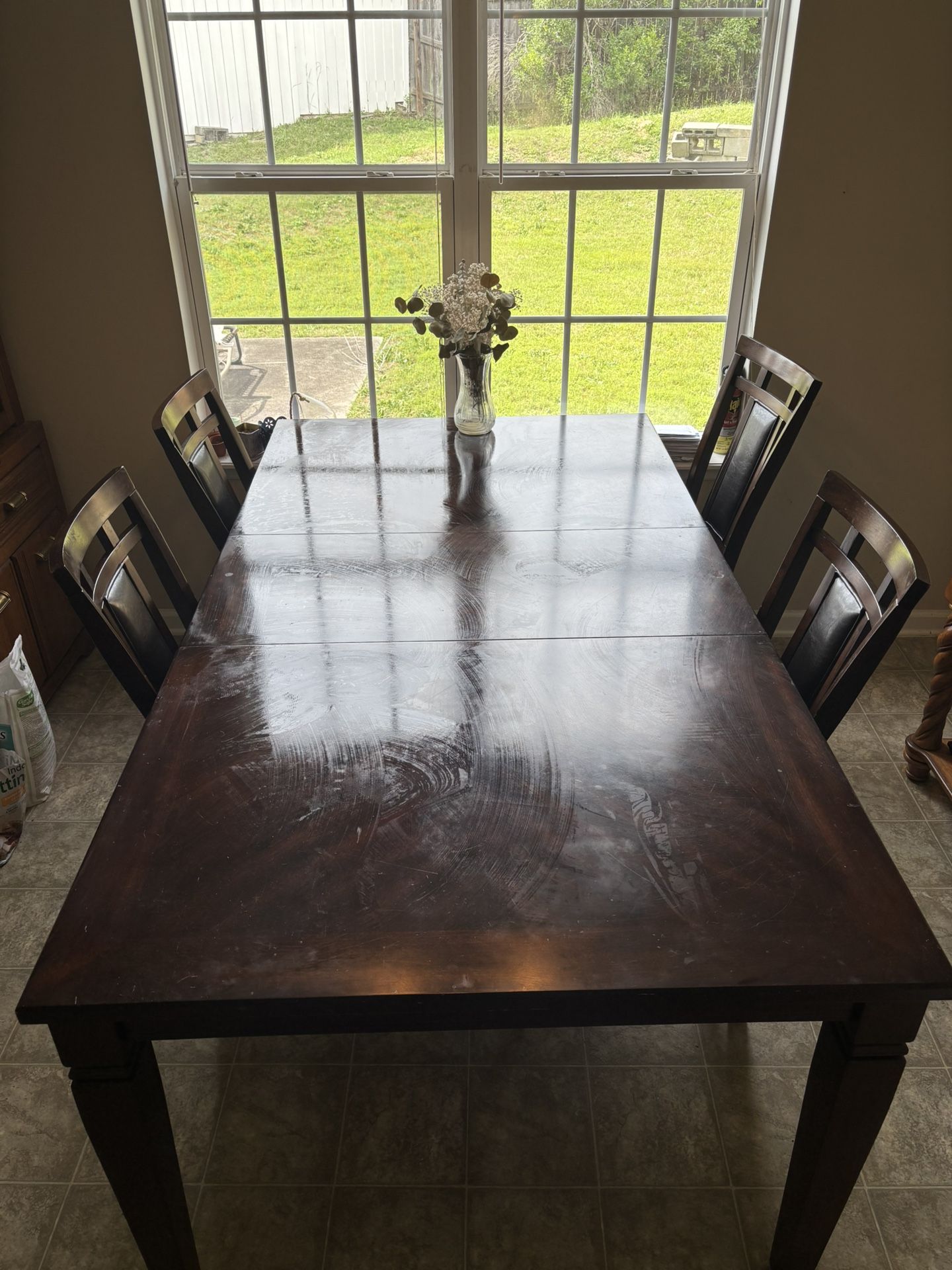 Wood Dining Set, 4 Chairs