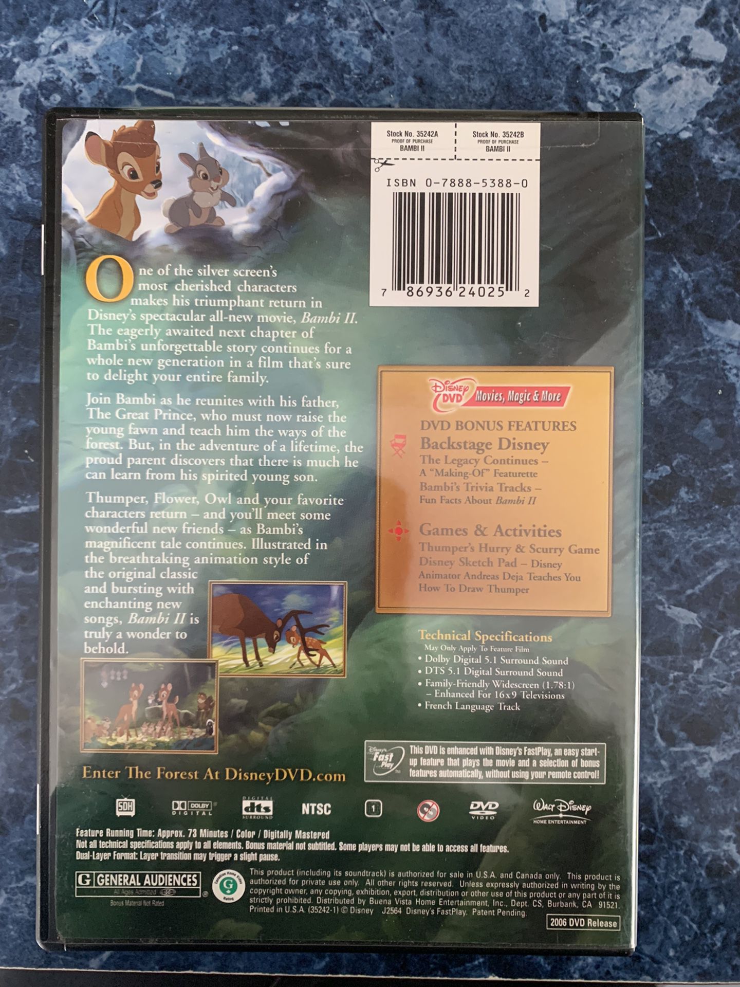 Disney Bambi II DVD 