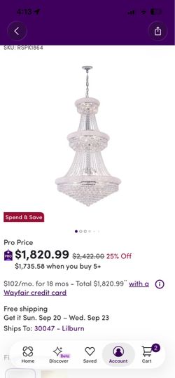 Crystal Chandelier-NEW, still in box