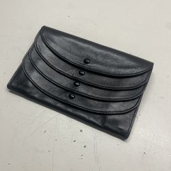 Bottega Veneta Black Lambskin Leather Four Compartment Women's Envelope Wallet