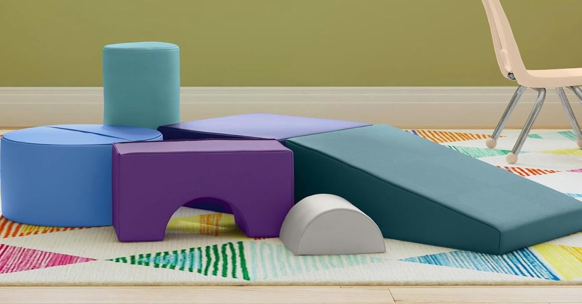 SoftScape Playtime and Climb, 6-PIece Foam Shape Blocks in Contemporary/Purple