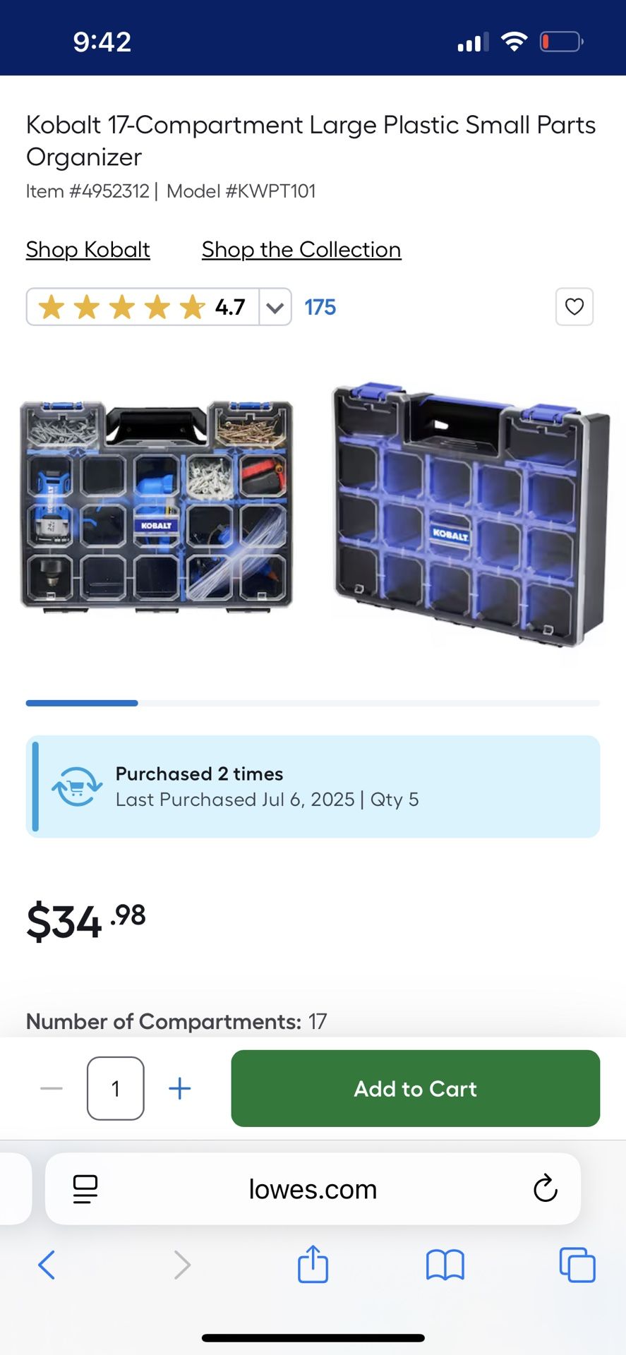 Kobalt Compartment Case 