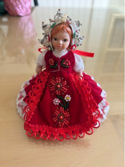 Porcelain Hungarian Dressed Doll 4"
